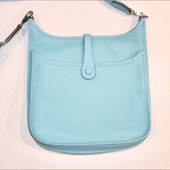 Hermes Evelyne Clemence bag in light blue - Picture 3 of 5